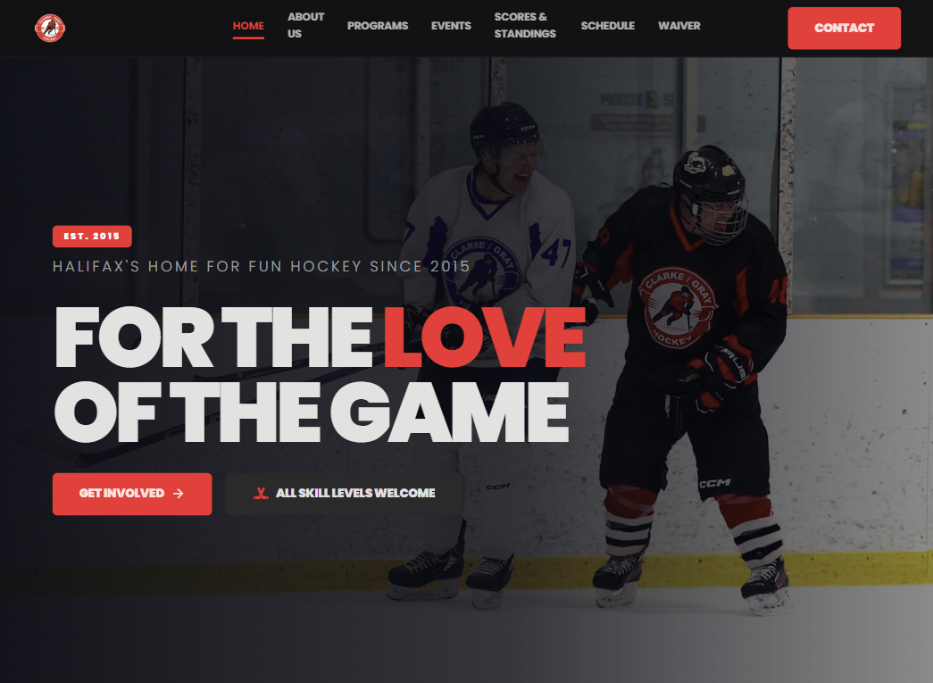 Clarke/Gray Hockey website built by Alp Web Studio, clarkegrayhockey.ca