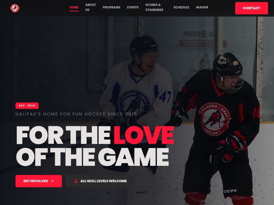 Clarke/Gray Hockey website built by Alp Web Studio