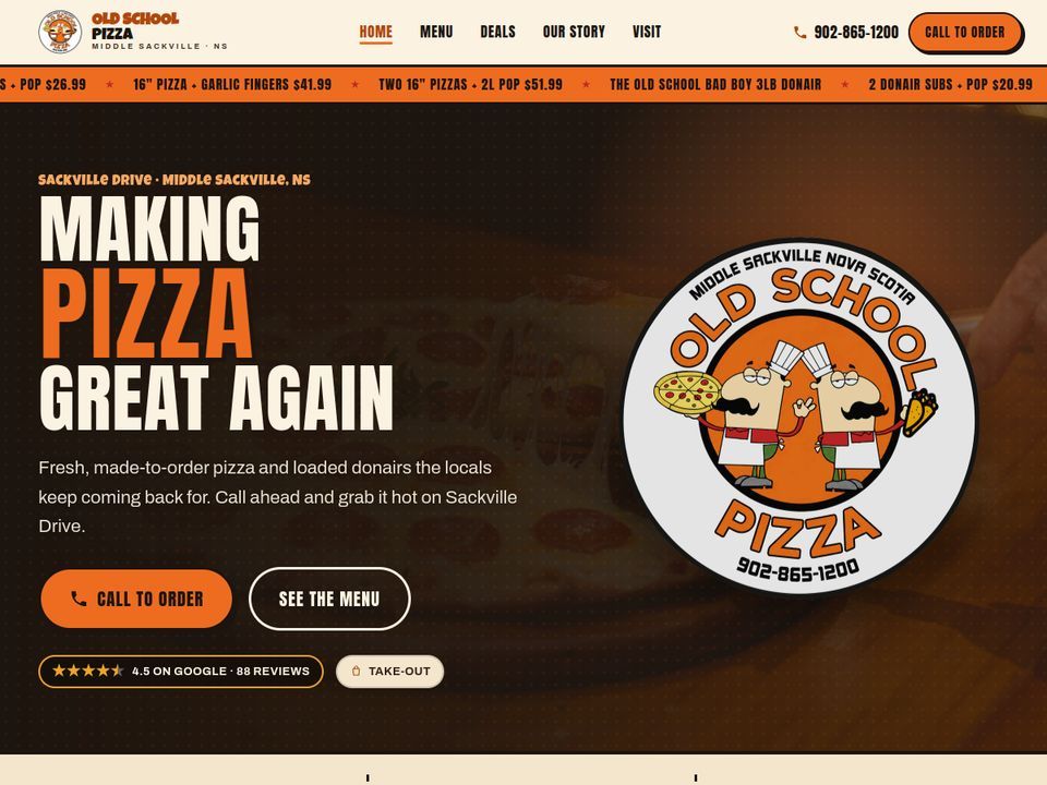 Old School Pizza website built by Alp Web Studio